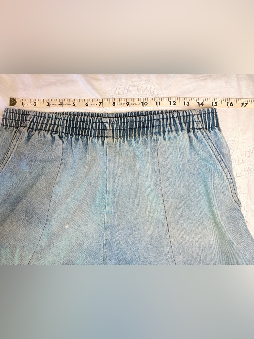 Vintage Season Ticket Light Wash Distressed Baggy Denim Jorts High Waist Long M - Picture 6 of 14